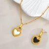 Luxus schwarzweiß Doppelseitenherz Anhänger Halskette für Frauen Geschenk