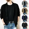 Pulls pour hommes couleur tricot foncé revers pull Cardigan manteau simple boutonnage solide noir à capuche hommes grande capuche hommes