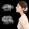 Tiaras Korean Style Bridal Hair Accessories Silver plated Rhinestone Tiara Pearl Hair Comb Handwork Combs Women Hair Jewelry Wedding Z0220