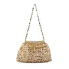 Nuova borsa a tracolla con perline piatte in oro argento fatto a mano lavorata a maglia con gnocchi di grandi dimensioni tendenza moda 230220