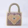 Bolsa de bolsa de malha feita ￠ m￣o Bolsa de noiva Bolsa Bride cor Love Lady Hand Tecida Bolsa de Cristal 230220