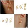 Hoop Earrings Aide 925 Sterling Silver 3PCs Set For Women Classic Zircon Moon Star Snake Piercing Pendientes Jewelry