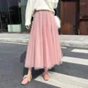 Rokken maxi lange tule rok vrouwen 2023 hoge taille herfst winter elegante casual a-line geplooide vrouwelijke jupe longue