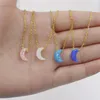 Colares pendentes Colar de lua crescente de fogo Branco/azul/rosa/meia-lua Royal com Opal Stone Layering Big Sister Birthday Gift