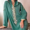 エスニック服ラグジュアリーモロッコのジャラビヤイスラム教徒の女性ロングドレスラインストーンパーティーガウンホリデーフード付きマキシローブアバヤイスラムアラビア語ラマダン