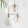 Lampade a sospensione Lampade a sospensione in vetro champagne per sala da pranzo Lampada trasparente Edison Bulb Bronze Diamond Cord Light