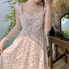 Casual Dresses Vintage Floral Suspenders Ruffles Long Dress Women High Quality 2023 Summer Fashion Sexy Backless Seaside Holiday