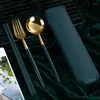 Dinnerware Sets Travel Tableware Set Portable Cutlery High Quality Stainless Steel Fork Spoon Flatware With Box