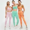 Aktywne zestawy 2PC Zestaw jogi bezproblemowy Kobiety Wysoka elastyczność Ubrania fitness Sport Bra Crop Tape Leggingi Trening Trening