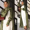 Etnik Giyim Fas Abaya Arap Müslüman Elbise Kadın Saten 2 Parça Set Gece Elbise Kaftan Topluluğu Femme Musulmane Jilbab Hicab