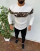 Men's Hoodies Fashion Men Leopard Panelled Sweatshirts Warm Tops Slim Fit Pullovers Casual Long Sleeve O-Neck Clothes