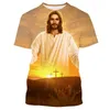 Mens T Shirts Jumeast 3D Tryckt Christian Jesus Summer Overized Men T-shirts Casual Unisex Kort ärmskjorta Fashion Male T-shirty tops
