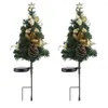 Décorations de Noël 2pcs / pack Solaire Arbre Lumière Smart Sensing Pelouse Lampe Extérieure Étanche Jardin LED Pommes De Pin Cour Paysage