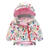 Jackets Style Spring Autumn Child Kid Clothes Baby Girls Cartoon Double-Deck Windproof Waterproof Outwear Inner Polar Fleece