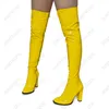 Ronticool Neue stilvolle Damen-Winterstiefel mit seitlichem Reißverschluss, klobige Absätze, runde Zehen, orangefarbene Nachtclub-Schuhe, US-Größe 5–20