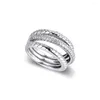 Cluster Rings 2023 925 Sterling Silver Ring Triple Band Pave Snake Chain Mönster för kvinnans smyckespresent