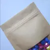 보석 파우치 10cmx15cm 스탠드 업 Zip Lock Brown Kraft 종이 가방 레저 너트 음식 매트 창 및 선물 포장 지퍼 가방