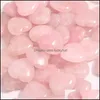 Stone 25Mm Love Heart Rose Quartz Charms Reiki Healing Gemstone For Jewelry Making Accessorie Luckyhat Drop Delivery Dhsol