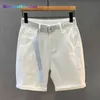 Mäns shorts män shorts vita mode streetwear knä längd Bermuda bomullsfiber Jean 022023h