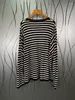 Women's T Shirts 2023 Women Fashion Long-sleeved Casual Wide-sleeved Trendy Black And White Striped Simple Knitted Top 0212