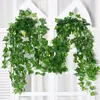 Fleurs décoratives Artificielle Feuille De Lierre Plantes Vigne Suspendue Guirlande Faux Feuillage Maison Chambre Jardin Bureau Mariage Mur Décor Vert Creeper