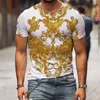 Herren-T-Shirts, Luxus-Shirt für Herren, Barock-Stil, 3D-Herren-T-Shirt, kurzärmeliges Rundhals-Top, Streetwear-Mode