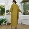 Ethnic Clothing Bat Cloak Loose Islamic Abaya For Women Dubai 2023 Eid Mubarak Kaftan Turkey Diamonds V Neck Middle East Muslim Long Dress