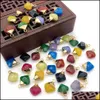 Charms 12x15mm naturlig kristall sten dekorera lilla rombgr￶n gula jade h￤ngen guldkant trendig f￶r halsband jiaminstore dr dhbfy