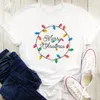 Women's T Shirts Female Short Sleeve Shirt T-Shirt Letters Snow Winter Tree Cute Women Graphic Merry Christmas Tees Clothing Print Tops