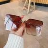 선글라스 대형 스퀘어 여성 2023 패션 무테 그라디언트 태양 안경 남성용 Gafas Shade Mirror UV400