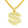 Hanger kettingen megin geel goud vergulde hiphop US dollar geld symbool luxe rijke sleutelketen ketting voor mannen dames mode sieraden