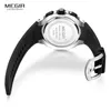 Montre-bracelets Megir Men's Sports Quartz Regches en silicone de mode Chronographe de bracele