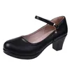 Dress Shoes Women Dress Medium Heels Mary Janes Patent Leather Pumps Ankle Strap Ladies Shoe Office Zapatos Mujer 230220