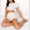 Kvinnors sömnkläder damkläder pyjamas Set söt och mjuk bekväm tecknad mönster Kort hylsa t-short shorts sommar