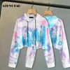 Kvinnor Hoodies Sweatshirts Athvotar Women Printed Hoodie Sweatshirt Fashion Tie Dye Casual Sports Pullover Winter Extern Wear Hoodies Sweatshirts Women 230220