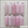 Чары 39x10 мм Beautif Amethyst Natural Rose Quartz White Crystal Fluorite Labradorite Stone Pillar Pundar для ювелирных изделий Hjewelry dro dhyqb