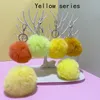 8CM Fluffy Faux Lapin Boule De Fourrure Porte-clés Femmes Filles Voiture Sac D'école Porte-clés Mignon Pompon Porte-clés Bijoux Accessoires Argent Métal Porte-clés Pendentif 35 Couleurs En Stock