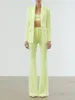 Womens Two Piece Pants High Street est Runway Designer Suit Set Womens Single Button Blazer Flare Pants Suit 230220