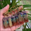 Nyckelringar 7 Chakras orgoneekey Keychain Energy Orgonite Crystal Stone Healing Amet Clasp for Car Meditation Reiki Om Lucky Gift Drop Dheo9