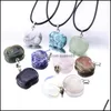 Pendant Necklaces Natural Stone Apple Gemstone Necklace Crystal Healing Chakra Reiki Sier Drop Delivery Jewelry Pendants Dhkb4