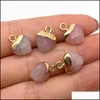 Charms 10x14mm Gold Edge Natural Crystal Heart Stone Rose Quartz Pendants Trendy f￶r smycken Making Jiaminstore Drop Delivery Findin DHNW2