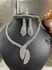 Bröllopsmycken set Janekelly 4st Bridal Zirconia Fullt smyckesuppsättningar för kvinnor party lyx Dubai Nigeria CZ Crystal Wedding Necklace Set 230217