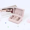 Pochettes à bijoux en cuir PU rose fin, boîte de rangement pour bagues, boucles d'oreilles, Mini cadeau Portable