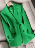 Женские костюмы Пиджаки Женские формальные пиджаки Женские женские оранжевые, черные, зеленые, в клетку, с длинным рукавом, однобортная рабочая одежда, куртка, пальто на осень-зиму 230220