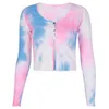 Magliette da donna Camicia con stampa tie-dye Top estivo da donna T-shirt a maniche lunghe da donna Elegante da donna Party Club Tshirt elasticizzata Streetwear