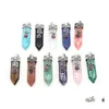 Charms Natural Stone 7 Chakra Arrowhead Shape Pendum Pendant Rose Quartz Healing Reiki Crystal Fynd f￶r DIY -halsband FFSHOP2001 DHDZL