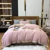 Ensembles de literie 3D sculpté velours épais housse de couette ensemble fermeture éclair solide rose gris broderie luxueux drap de lit taies d'oreiller ultra doux