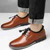 Klänningskor läder män casual skor mode affärs komfort slip på manliga loafers plattform arbete plus size sapato masculino 230220