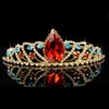 Diadèmes Grande Reine Princesse Couronne Diadème Vert Rouge Strass Coiffe Tête Cristal Diadème De Mariée De Mariage Bijoux De Cheveux Accessoires Z0220