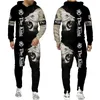 Fatos de treino masculinos Cool Lion D Print Pulôver Conjuntos de calças Moletons casuais com capuz Roupas esportivas Moda Roupas masculinas Terno Treino feminino L230220